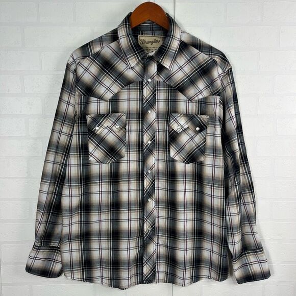 Wrangler Mens Pearl Snap Button Down size XL 46" Chest Cowboy Western - Picture 1 of 11
